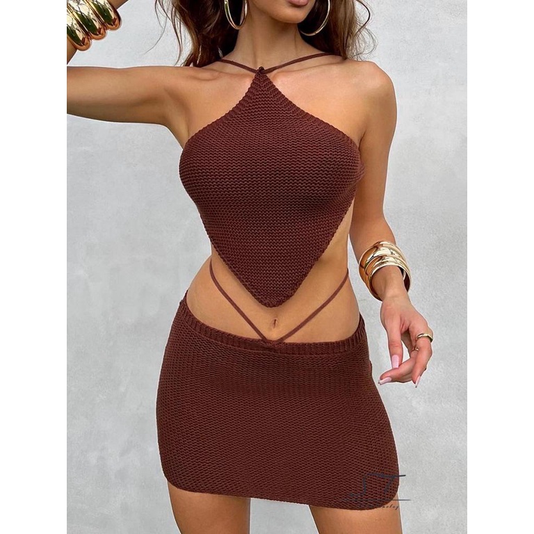 Bộ Đồ Bơi 2 Mảnh Áo + Chân Váy Ôm Dáng Y2K CY03 Cho Nữ