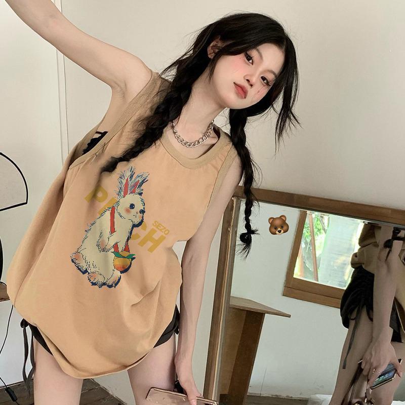 Jiashucheng Áo Thun Không Tay Dáng Rộng Dễ Phối Đồ Thời Trang Cho Nữ