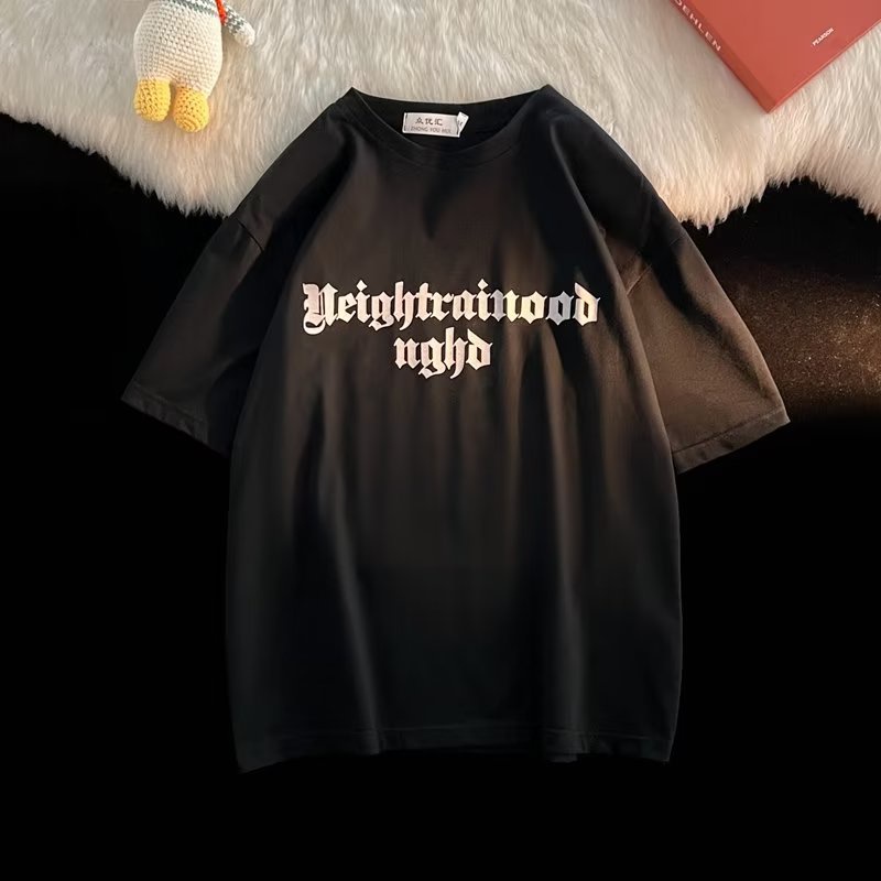 Áo Thun Ngắn Tay Cổ Tròn Dáng Rộng Phong Cách Đường Phố Cá Tính Cho Nam Nữ