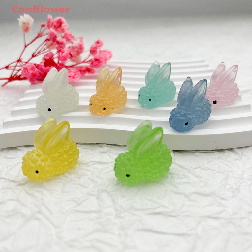 Bộ 5 Mô Hình Thỏ Mini Bằng Nhựa Phát Quang Trang Trí Xe Hơi