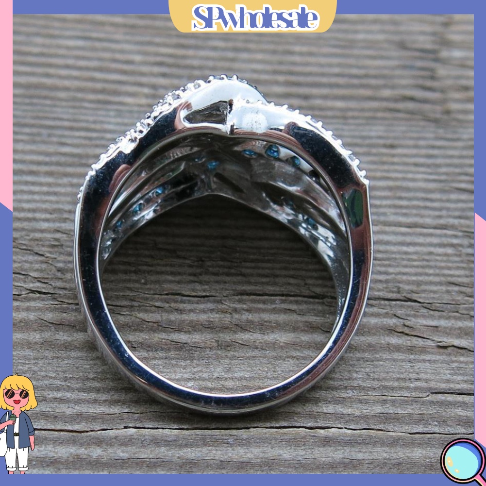 <SPwholesale> Nhẫn Đính Hôn Đính Đá Sapphire Nhân Tạo Thời Trang Cho Nữ