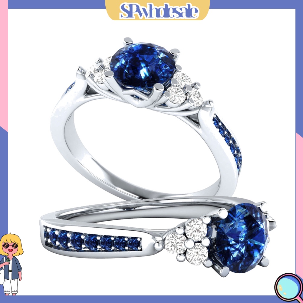 <SPwholesale> Nhẫn Đính Hôn Đính Đá Zircon Lấp Lánh Thời Trang Cho Nữ