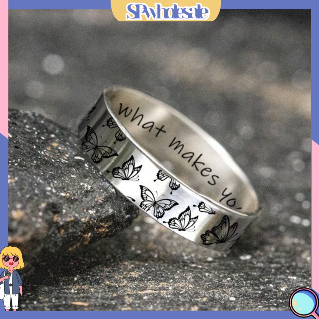 <SPwholesale> Nhẫn Hợp Kim Chạm Khắc Hình Bướm Đơn Giản Phong Cách Cổ Điển Thích Hợp Làm Quà Tặng