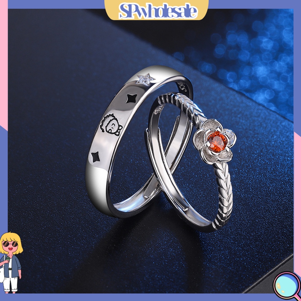 <SPwholesale> Nhẫn Hở Đính Đá Zircon Sáng Bóng Quyến Rũ Sang Trọng Thời Trang Trang Sức Dành Cho Cặp Đôi