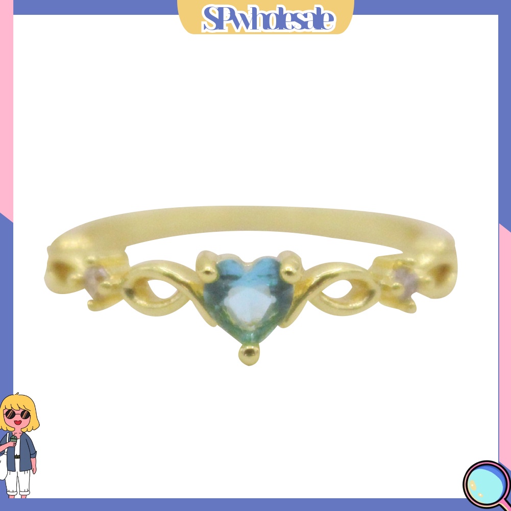 <SPwholesale> Nhẫn Đính Đá Zircon Hình Trái Tim Thời Trang Cho Nữ
