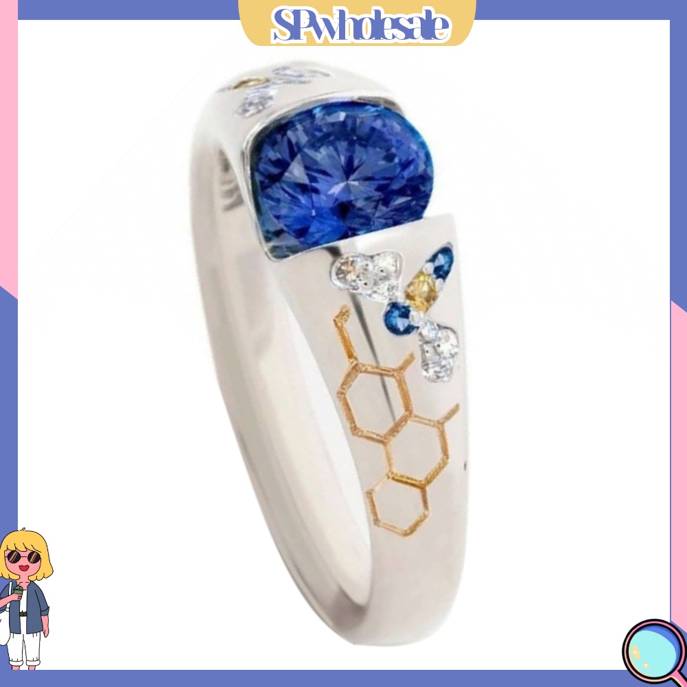 <SPwholesale> Nhẫn Đính Đá Sapphire Nhân Tạo Hình Bướm Cho Nữ