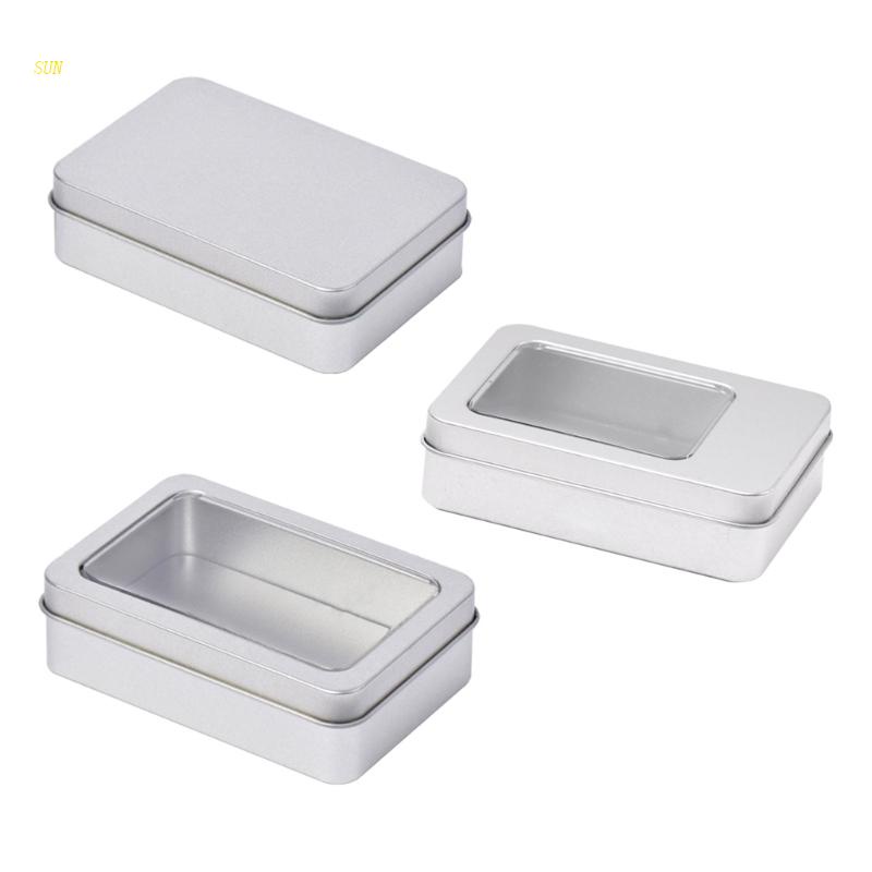 Hộp Đựng Tiền Xu / Thẻ / Chìa Khóa Bằng Kim Loại Hình Chữ Nhật Màu Bạc