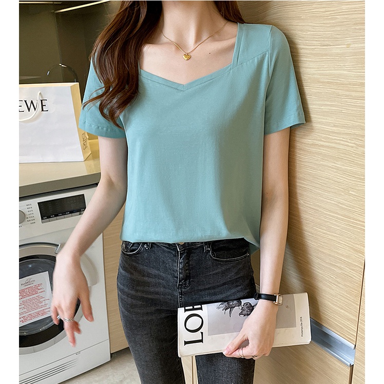 Áo thun SUXI tay ngắn dáng rộng thiết kế đơn giản thời trang mùa hè cho nữ