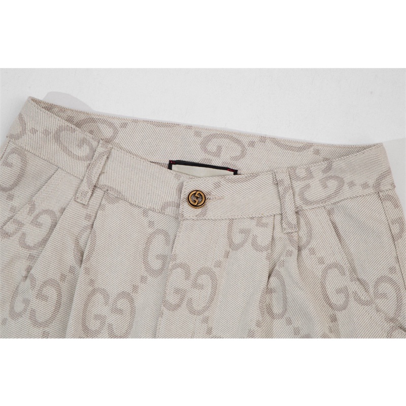 Quần Short Denim Lưng Thun In Họa Tiết Toàn Bộ Chữ G Cá Tính Cho Nam Nữ