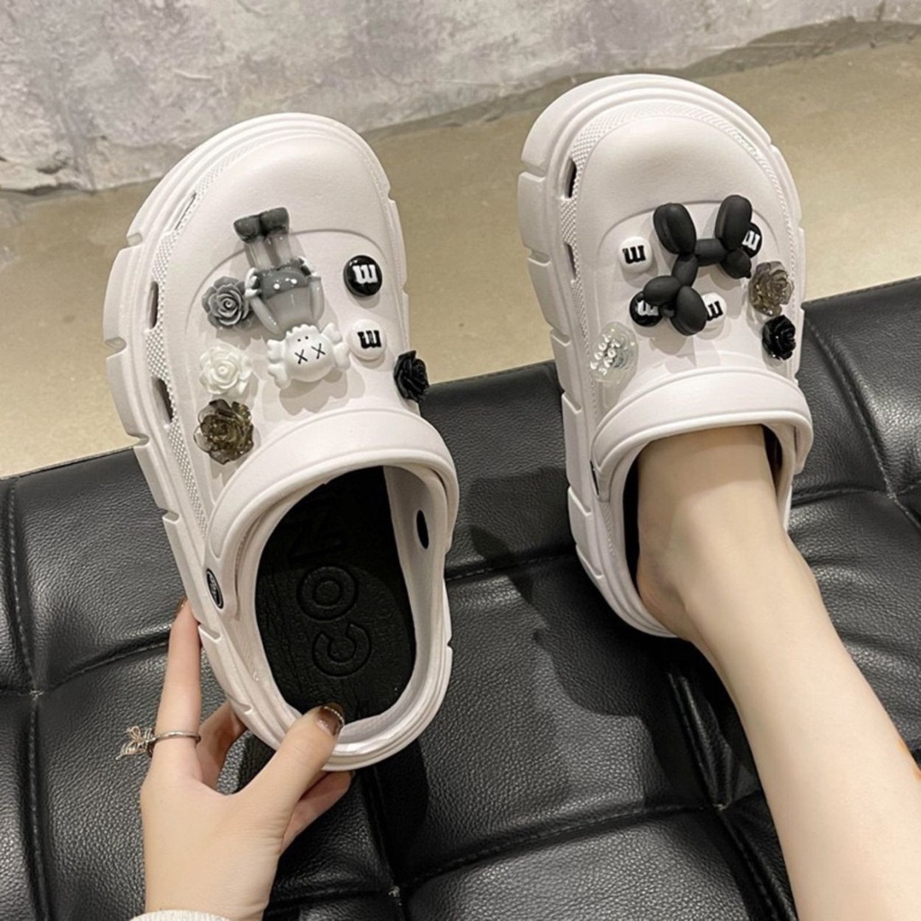ChiKy.Store Dép Sục Cross Độn Đế Cao 4cm tặng kèm sticker Ngẫu Nhiên, Dép cross Nam Nữ size 36-40