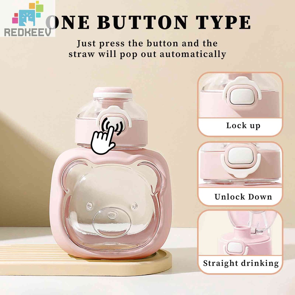 Bình Nước Nhựa 1000ml Có Ống Hút Và Dây Đeo Dễ Thương Cho Bé