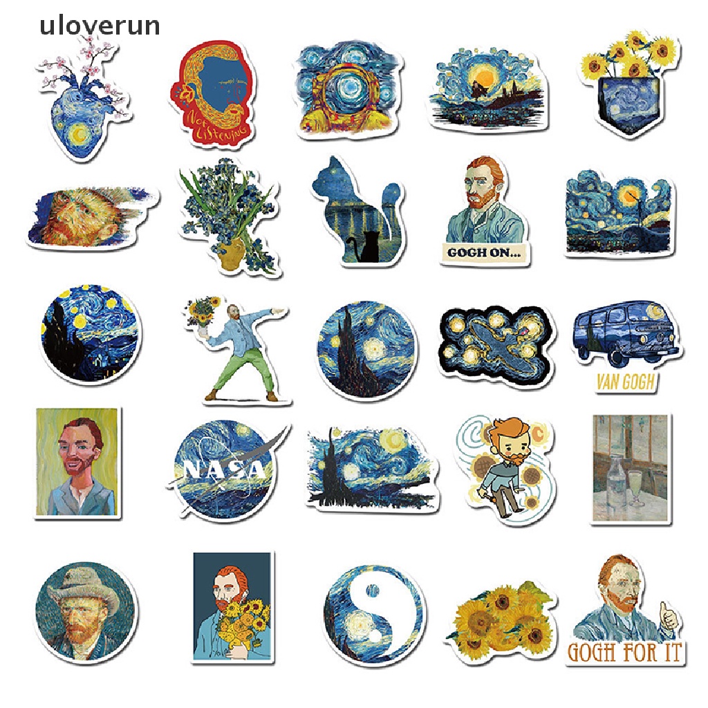Set 40 Sticker Vincent Willem Van Gogh Trang Trí Nghệ Thuật