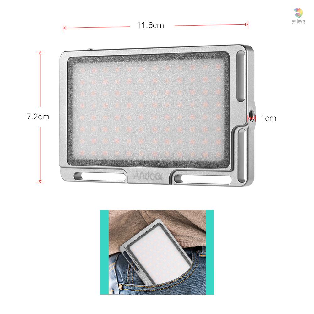 Bảng Đèn LED Andoer 2800mAh Có Lỗ Vít 1 / 4 Inch 3500K-5700K 96 Bóng Cho Máy Ảnh DSLR