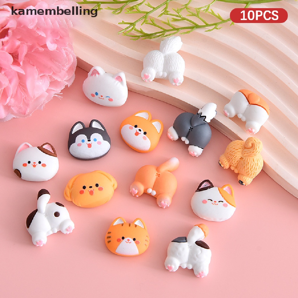 Set 10 Miếng Dán Hoạt Hình Đầu Chó Mèo Dễ Thương Trang Trí Sổ Tay DIY