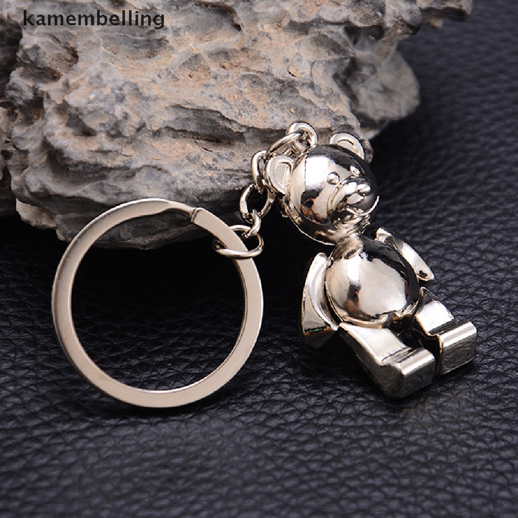 Móc Khóa Kim Loại Hình Gấu 3D Dễ Thương