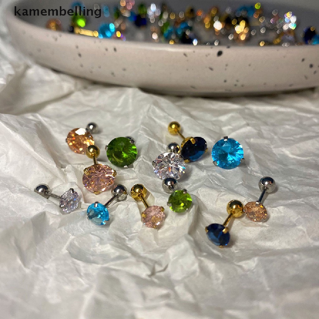 1 Khuyên Tai Đính Đá Thời Trang Nữ Tính 5 / 8mm