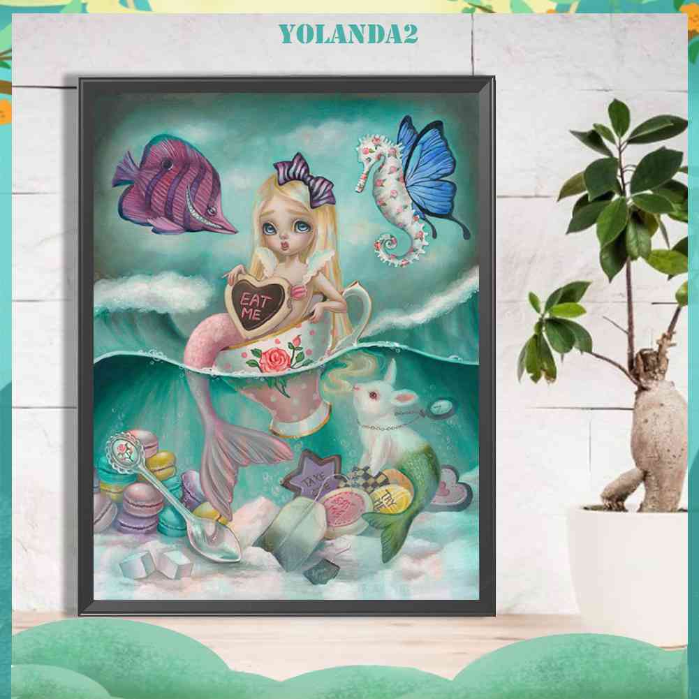 Bộ Tranh Đính Đá 5D Họa Tiết Alice in Wonderland Độc Đáo DIY Dùng Trang Trí Nhà Cửa
