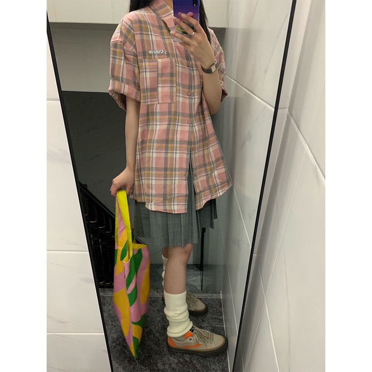 Áo Sơ Mi Nữ Ngắn Tay Họa Tiết Caro Thời Trang Mới