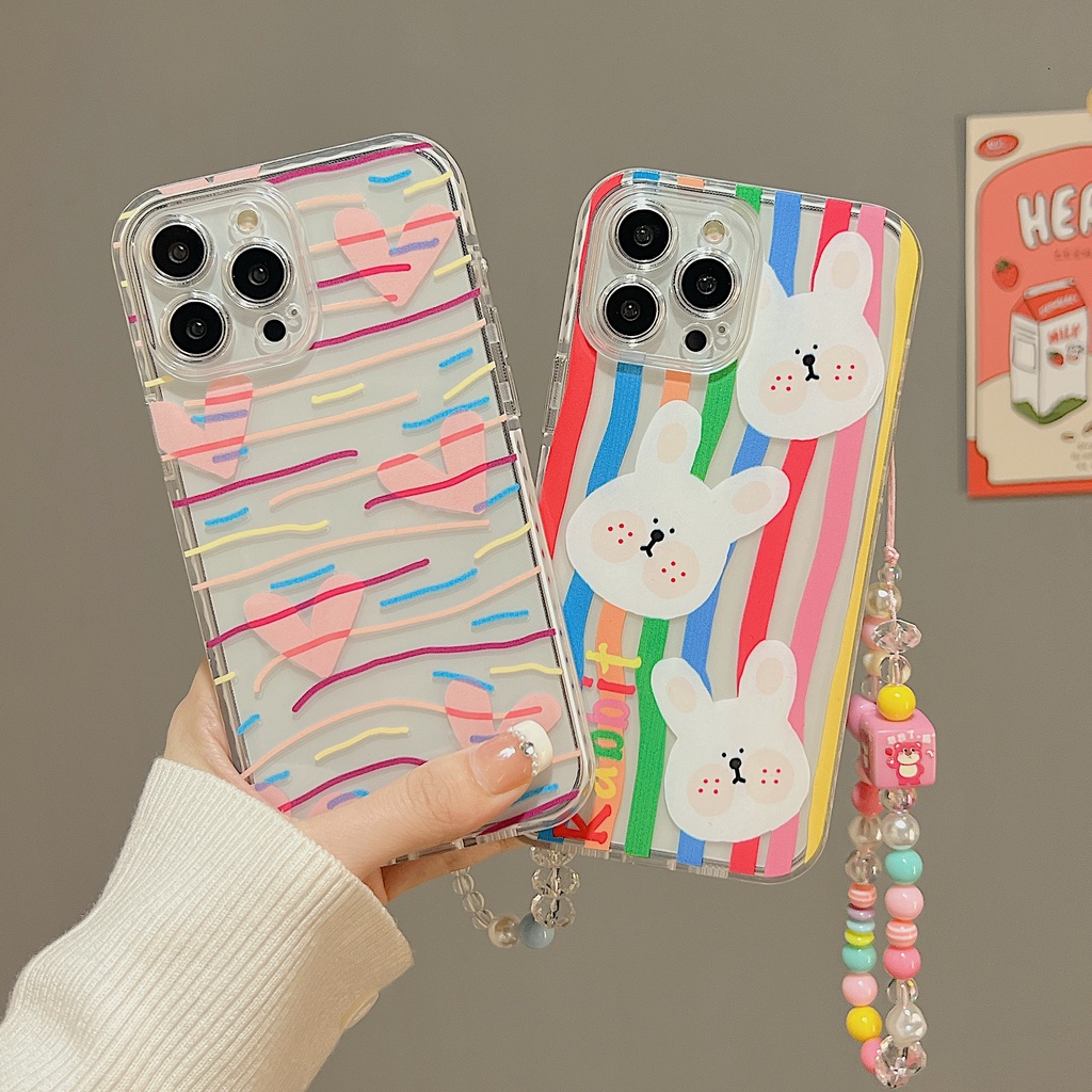 Ốp Điện Thoại TPU Dẻo Trong Suốt Họa Tiết Kẻ Sọc &amp; Ngọc Trai Chống Rơi Cho iphone 13 14 12 11 pro max