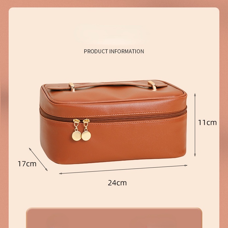 Túi Đựng Đồ Trang Điểm Bằng Da PU Hình Vuông Nhỏ Gọn Tiện Lợi