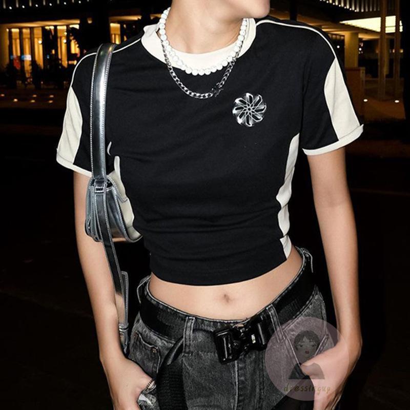 Áo Thun Tay Ngắn Cổ Tròn Màu Sắc Thời Trang Mùa Hè Cho Nữ