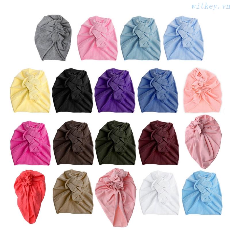 Mũ Turban Màu Trơn Phong Cách Công Chúa Dành Cho Bé Gái