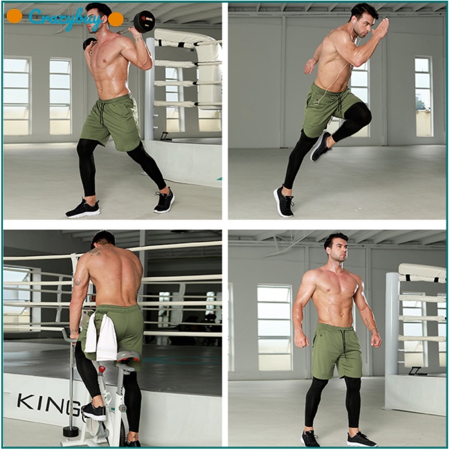 Cr Quần Legging Thể Thao Giả Hai Lớp Khô Thoáng Nhanh Thời Trang Cho Nam