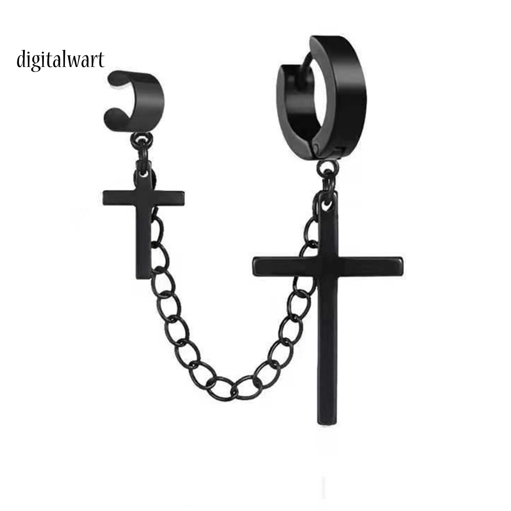 Kỹ Thuật Số| 1 Khuyên Tai Kim Loại Dạng Mắc Xích Hình Thánh Giá Phong Cách Punk Hiphop Cho Nam