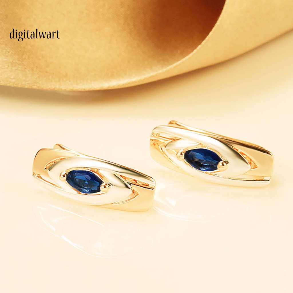 Kỹ Thuật Số| 1 Đôi Bông Tai Tròn Đính Đá Zirconia Màu Xanh Dương Thoải Mái Dễ Mang Trang Sức Thanh Lịch Dành Cho Bạn Nữ