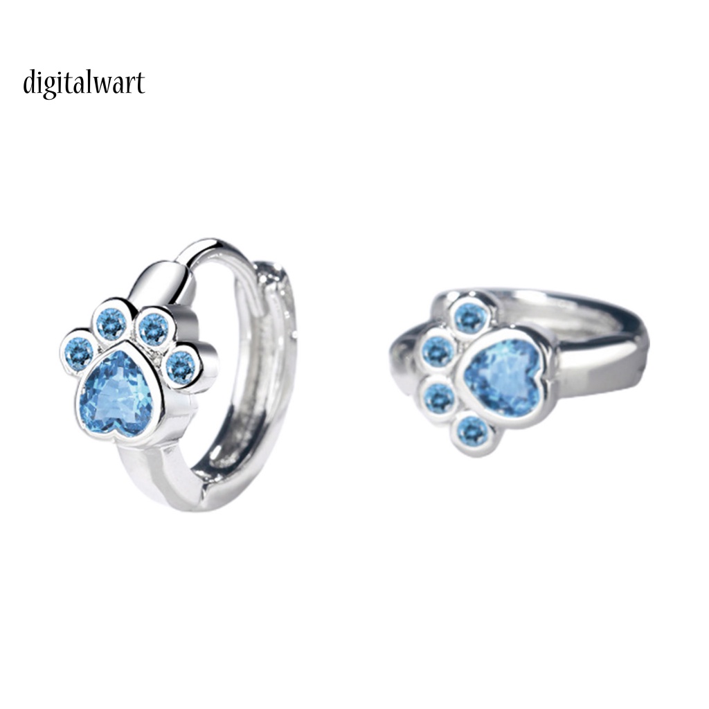 Kỹ Thuật Số| 1 Đôi Bông Tai Xỏ Lỗ Hình Dấu Chân Động Vật Đính Đá Zircon Lâu Trôi Dễ Thương