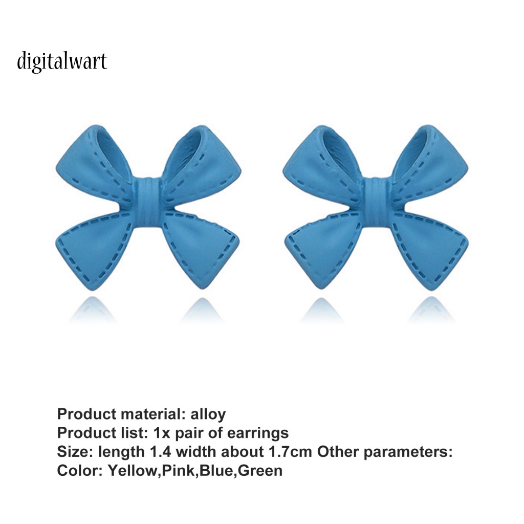 Kỹ Thuật Số| 1 Đôi Bông Tai Mạ Điện Hình Nơ Nhiều Màu Phong Cách Hàn Quốc Ngọt Ngào