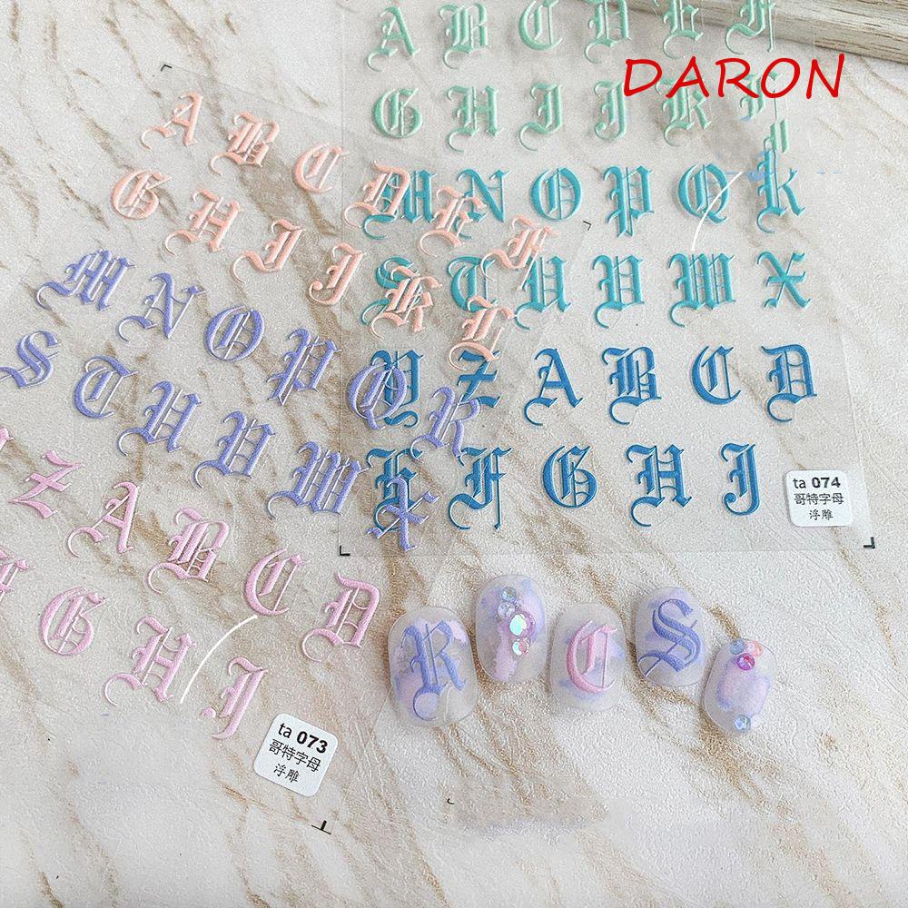 Miếng Dán Trang Trí Móng Tay Họa Tiết Chữ Cái Phong Cách Gothic Sáng Tạo 5D