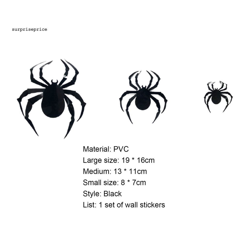 Set 12 Sticker Dán Tường Trang Trí Tiệc Halloween Hình Nhện