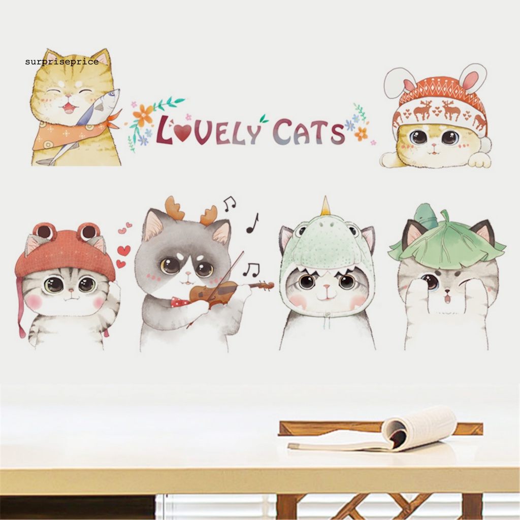 Set 2 Sticker PVC Dán Tường Tự Dính Chống Nước Hình Mèo Dễ Thương