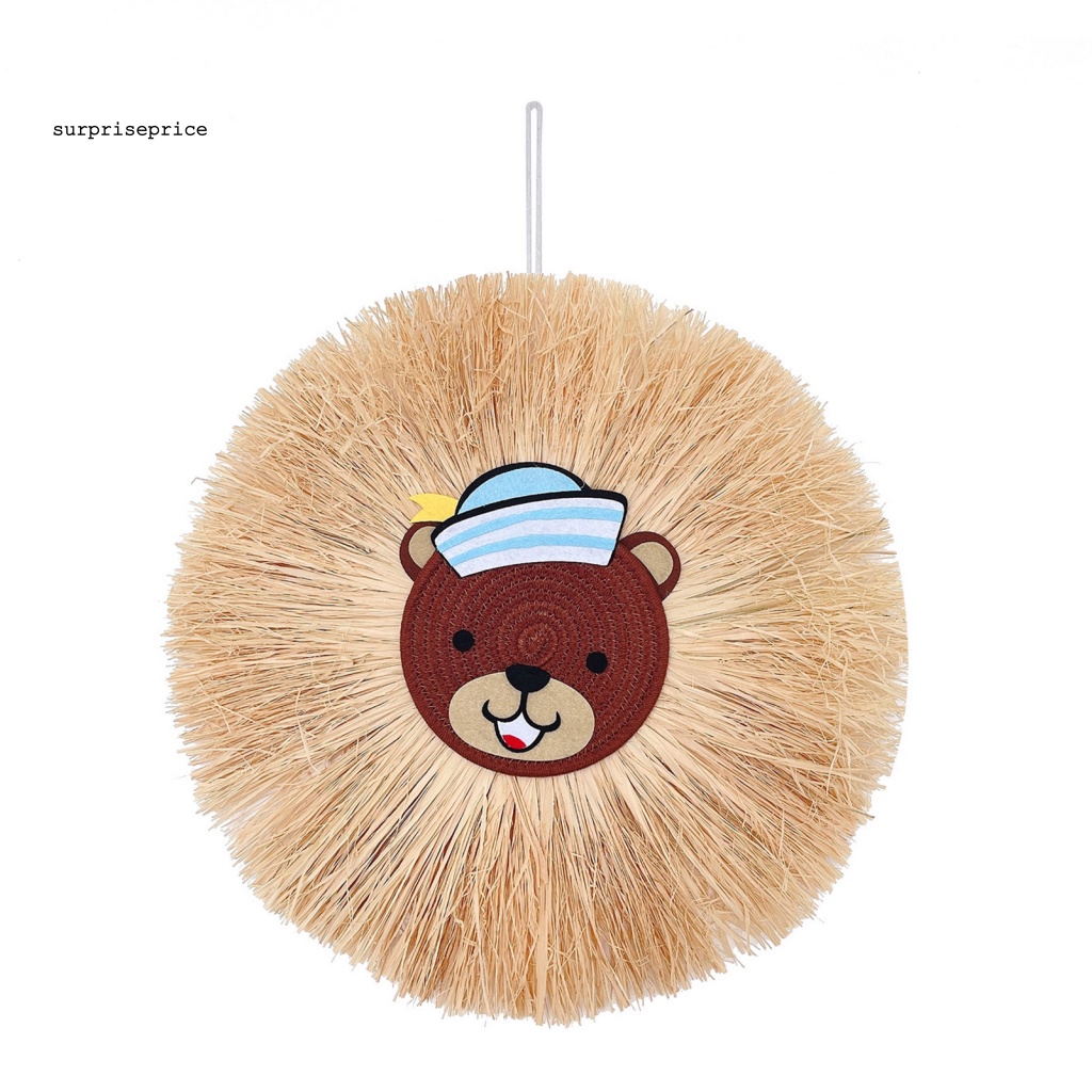 Phụ Kiện Treo Trang Trí Kiểu Đầu Gấu Trúc Hoạt Hình Bằng Rơm Dệt Tay