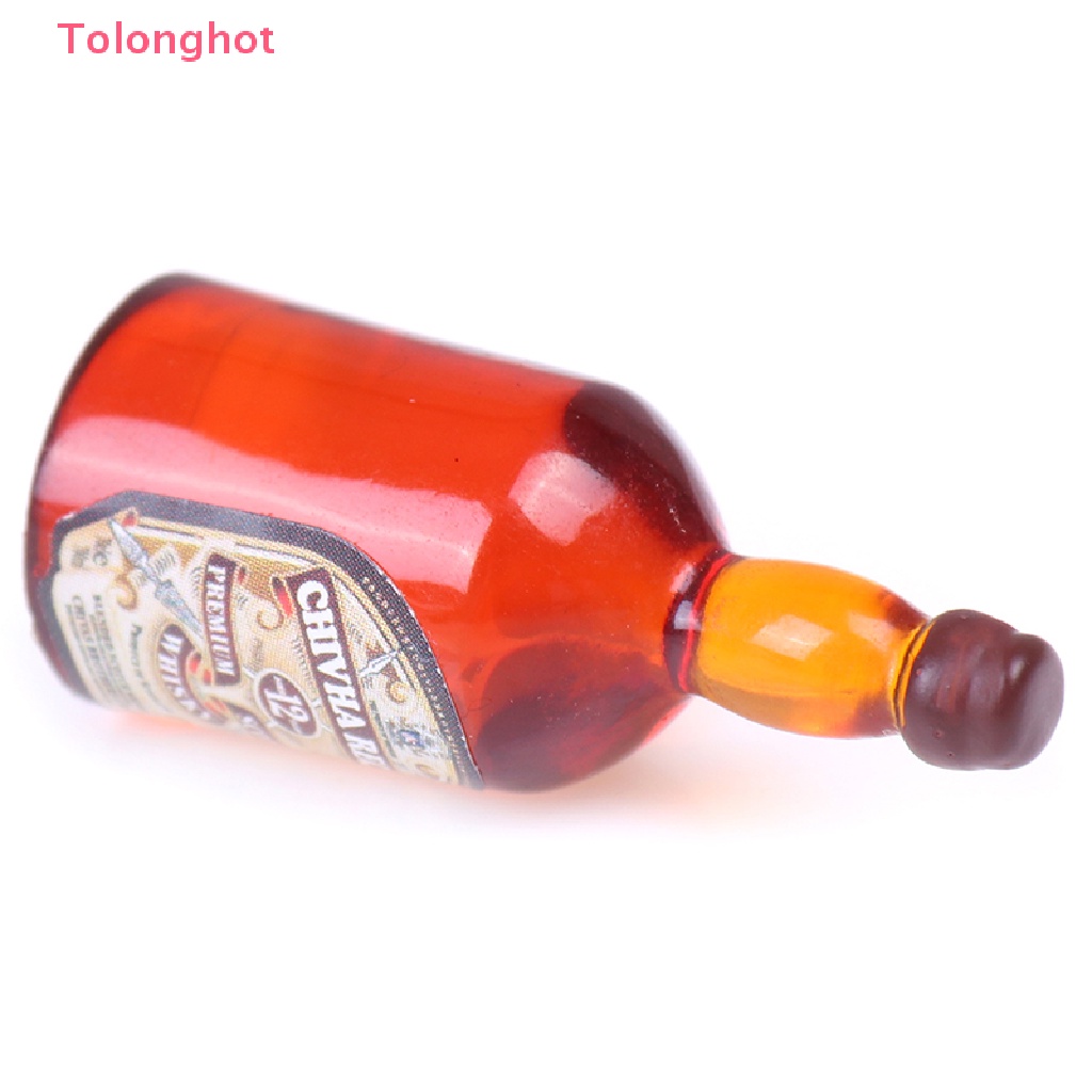 Set 2 Chai Rượu Whiskey Mini Tỉ Lệ 1: 12 Dùng Để Trang Trí Nhà Búp Bê