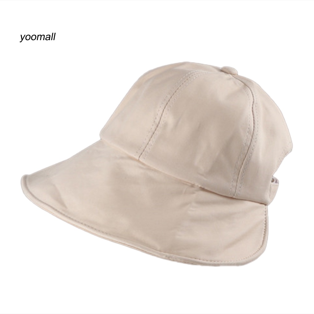 Nón Tai Bèo Đi Biển Vành Ngắn Lưng Gấp Gọn Màu Trơn Cho Nữ