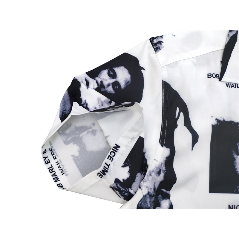 Wa-cko8 MA-Ri8- Bob Marley Áo Sơ Mi Thời Trang Cổ Điển Unisex