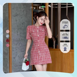 STORY Đầm Cami váy tweed tay ngắn phối túi thanh lịch Story.clothes thời trang nữ