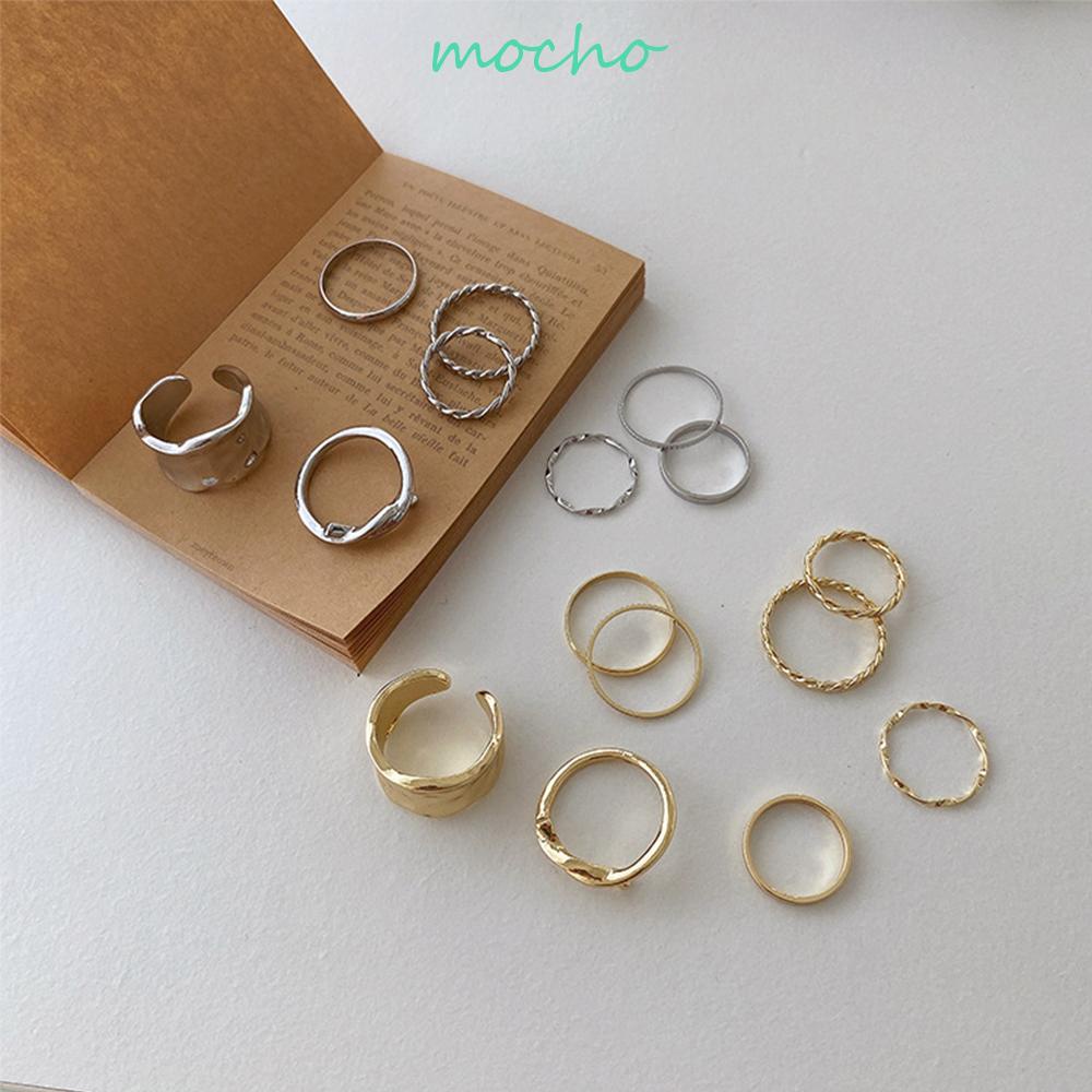 Bộ Nhẫn Kim Loại Phong Cách Hàn Quốc Tối Giản Cho Nữ