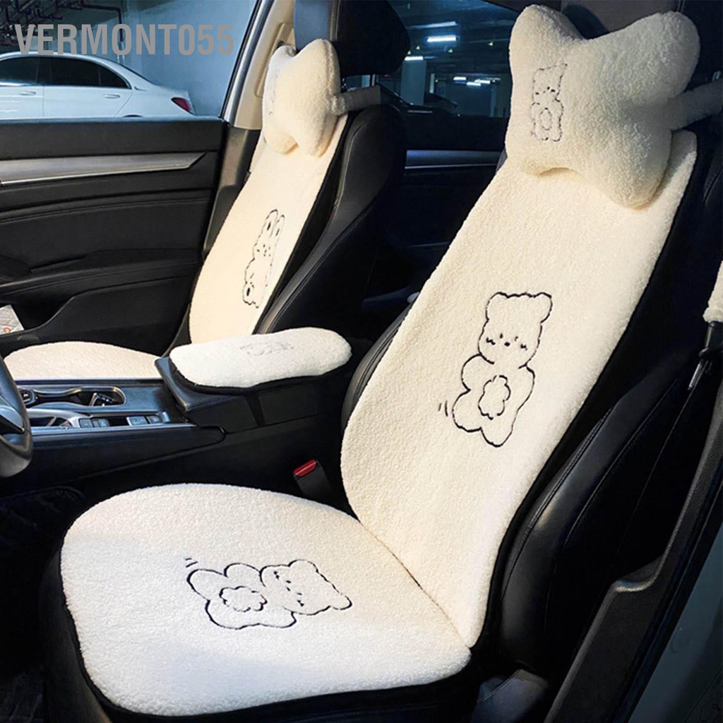 Đệm Lót Ghế Ngồi Xe Hơi Bằng Lông Cừu Thêu Chính Xác Chống Trượt Dễ Thương