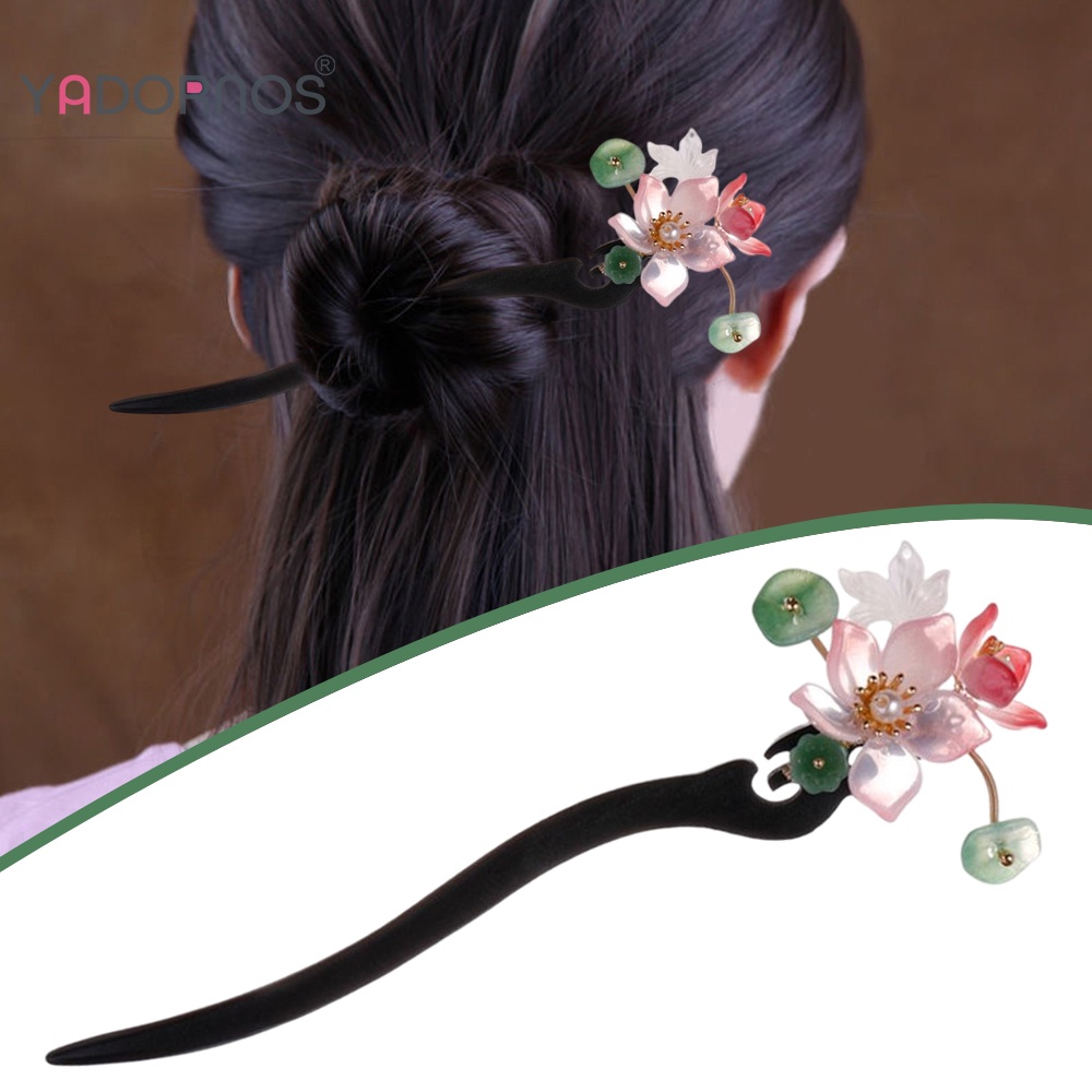 Trâm Cài Tóc YADORNOS Hình Hoa Sen Phong Cách Trung Hoa Cổ Điển