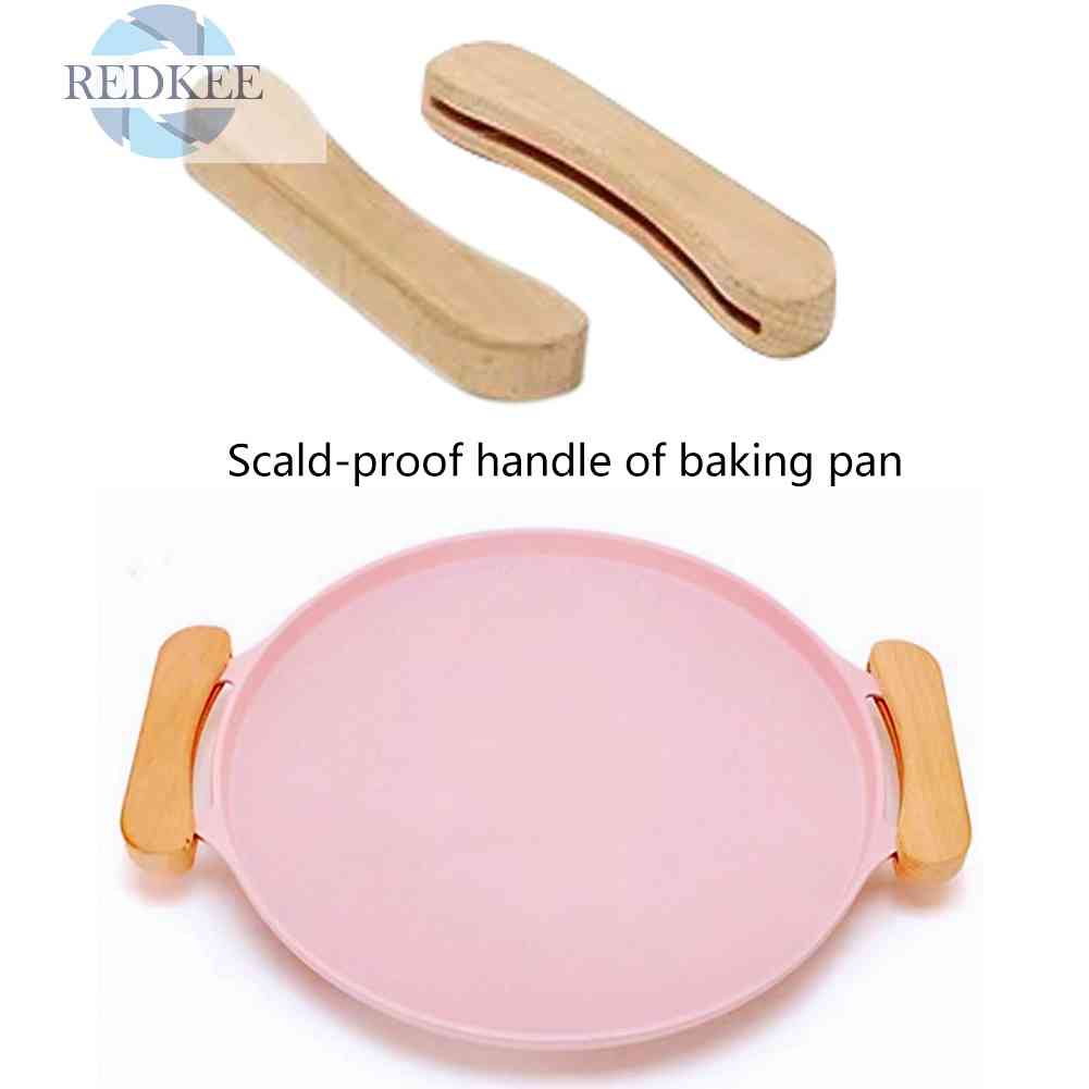 Set 2 Khay Nướng Bánh Có Tay Cầm Bằng Gỗ Chống Bỏng Cho Sân Vườn