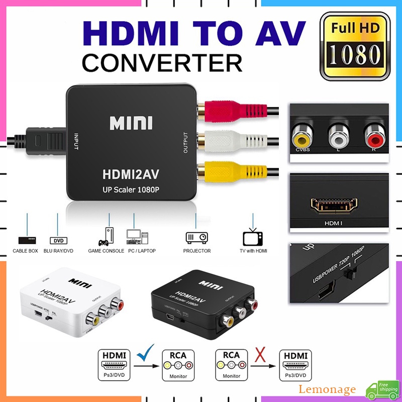 Bộ Chuyển Đổi HDMI Sang AV RCA / CVBS HD 1080P Mini HDMI2AV Video Audio Hỗ Trợ NTSC PAL Cho PC TV DVD