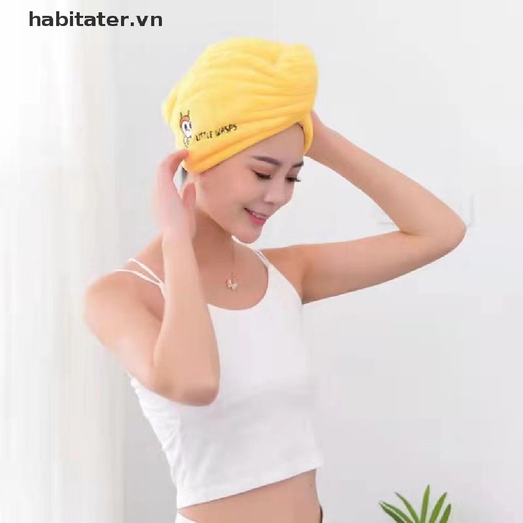 Khăn Tắm Trùm Đầu Bằng Sợi Microfiber Mềm Mại Khô Nhanh Cho Nữ