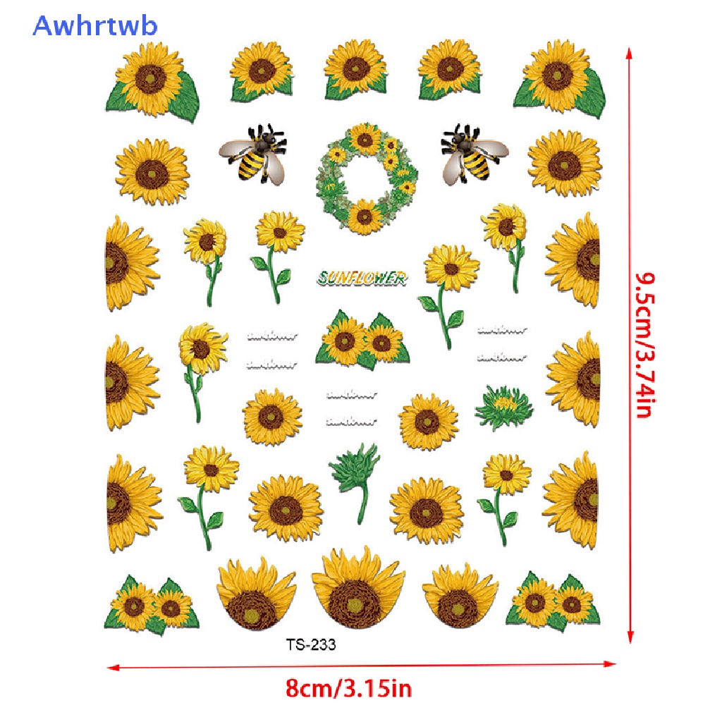 Miếng Dán Trang Trí Móng Tay Họa Tiết Hoa Hướng Dương Xinh Xắn Mới