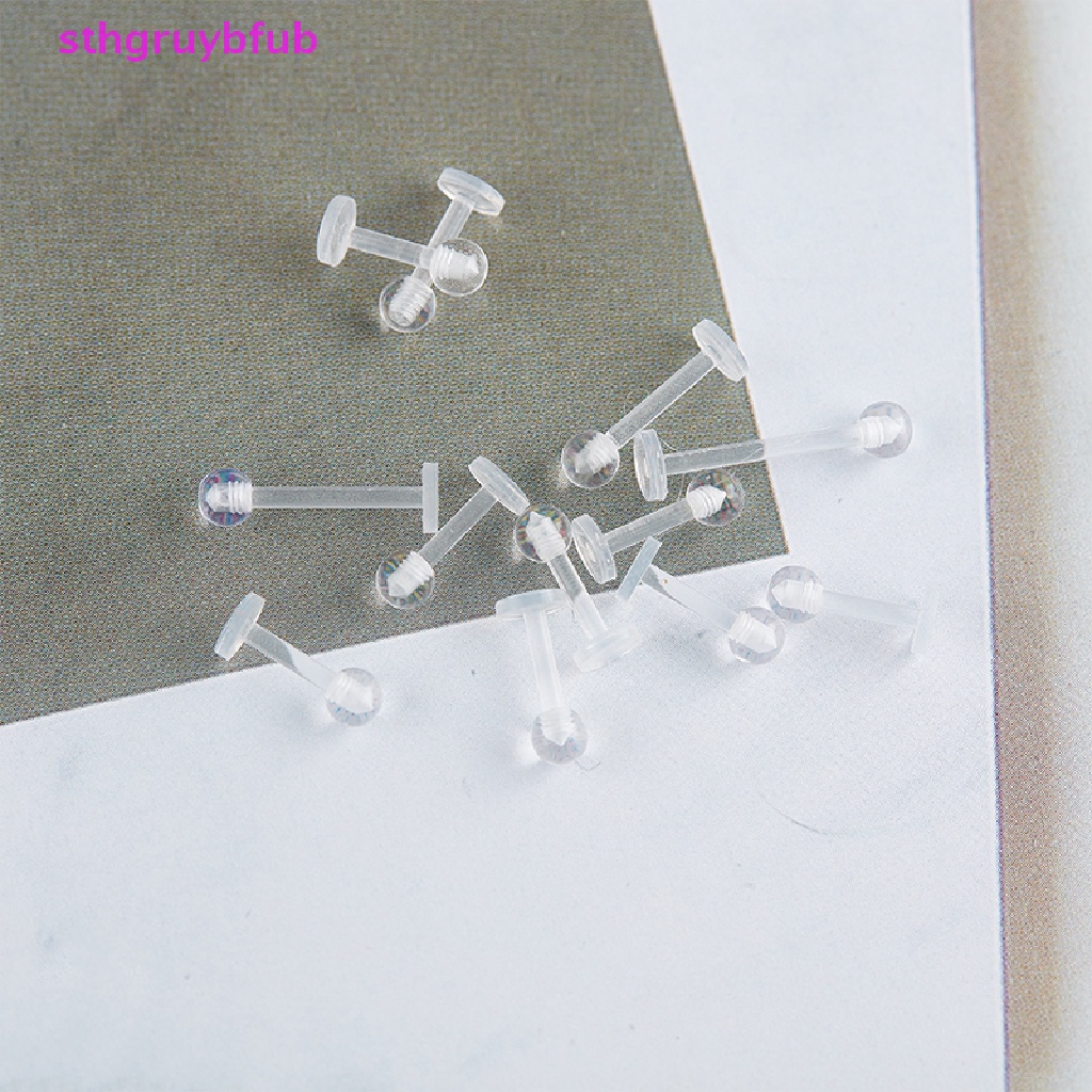 Set 10 Khuyên Môi Bằng Acrylic Trong Suốt Thời Trang