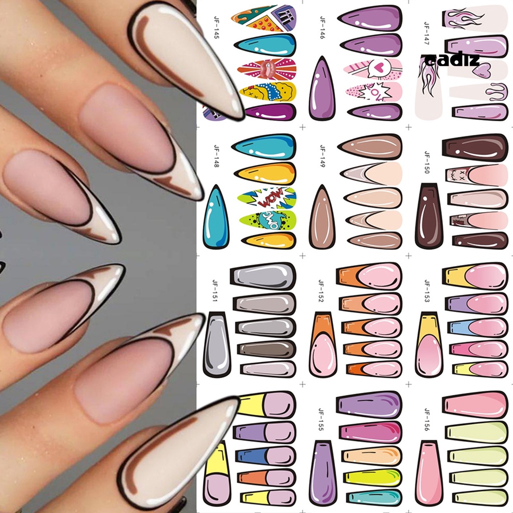 Miếng Dán Trang Trí Móng Tay Dạng Trượt Hiệu Ứng 3D Hoạt Hình Không Phai DIY