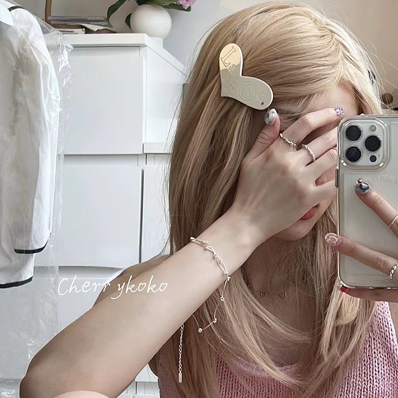 Kẹp Tóc Nửa Trái Tim Bằng Hợp Kim Phong Cách Hàn Quốc Cho Nữ
