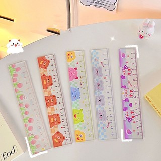 Thước Kẻ Đa Năng 15 / 18 / 20cm Trong Suốt Họa Tiết Đa Giác Dễ Thương